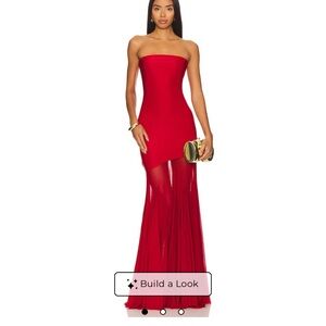 Elegant Red Strapless Evening Gown